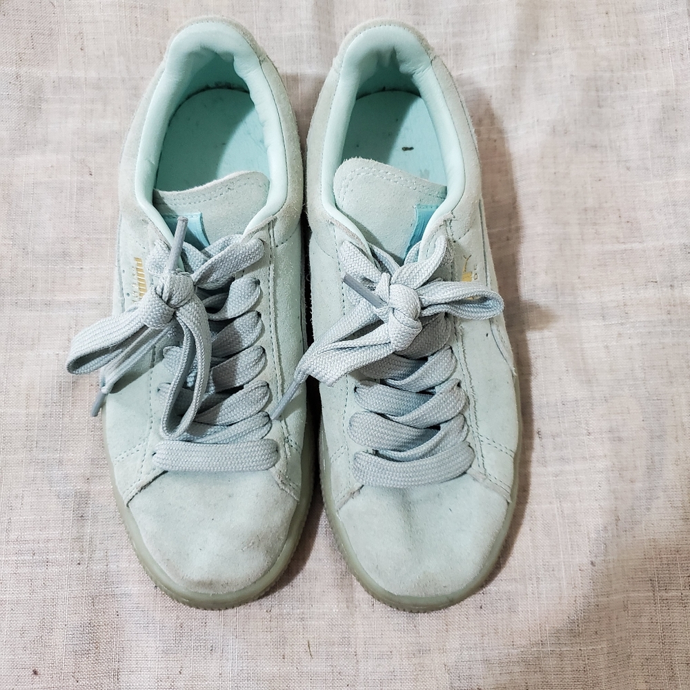 Puma Mint Blue Suede Sneakers US size 4 - Picture 6 of 6